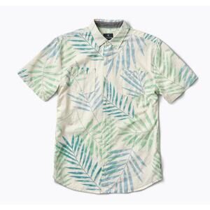 Roark Revival Palm Print Button Down Shirt Men Size XL Short Sleeve 100% Cotton